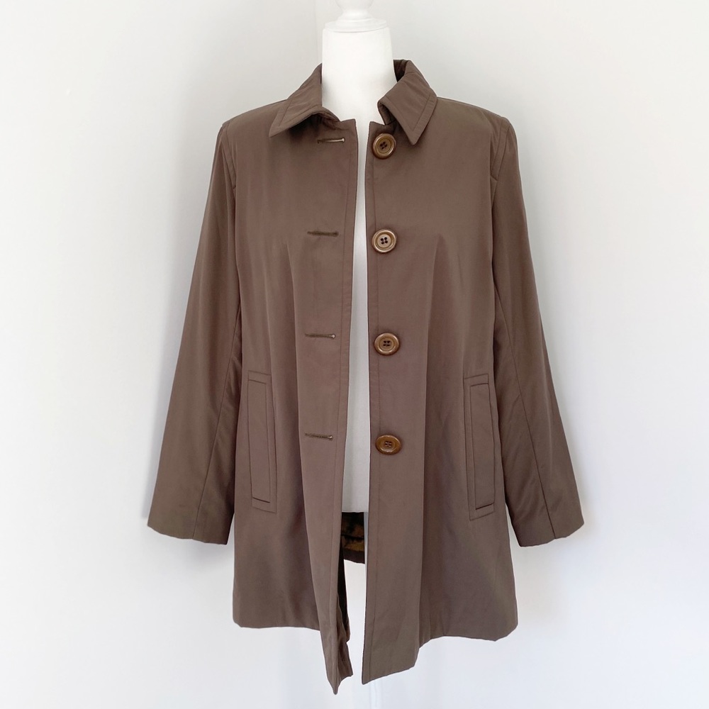 Jones New York Metallic Olive Green Trench Coat